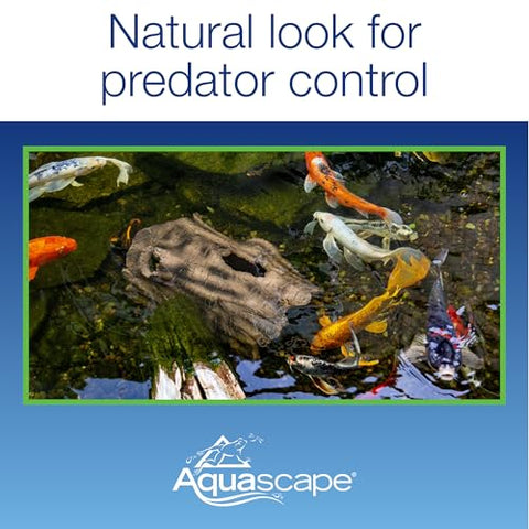 Aquascape faux log fish cave resists weather and remains sturdy outdoors.