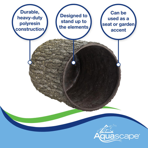 Aquascape faux oak stump cover texture close-up shows realistic bark detail