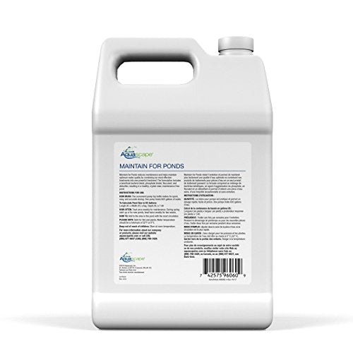 Aquascape Maintain bottle label highlights bacteria blend for balanced pond conditions.