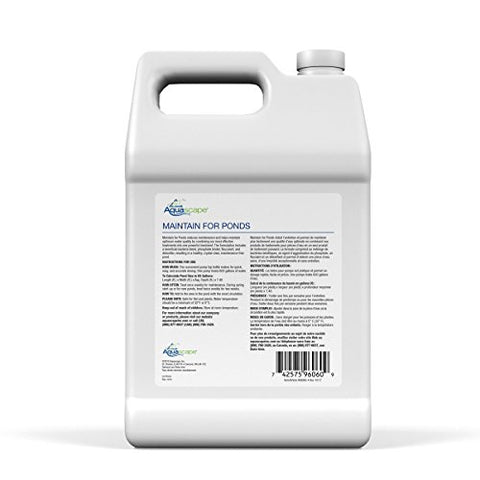 Aquascape Maintain bottle label highlights bacteria blend for balanced pond conditions.