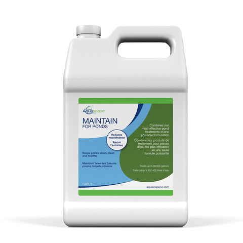 Aquascape Maintain bottle pour demonstrates easy dosing for cleaner pond water.