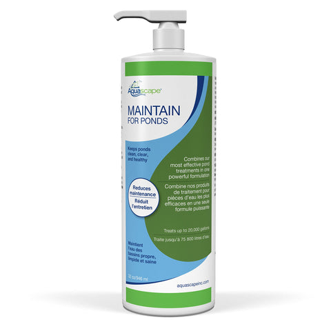 Aquascape Maintain bottle with pump top delivers dosing accuracy for ponds.