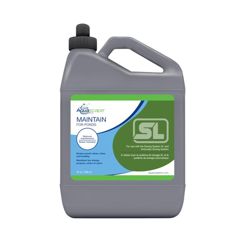 Aquascape Maintain Water Treatment bottle improves pond dosing and clarity.