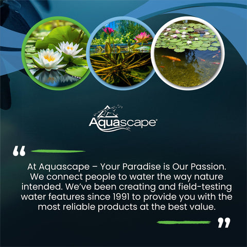 Aquascape packaging image highlights peat-free, non-toxic composition for ponds.