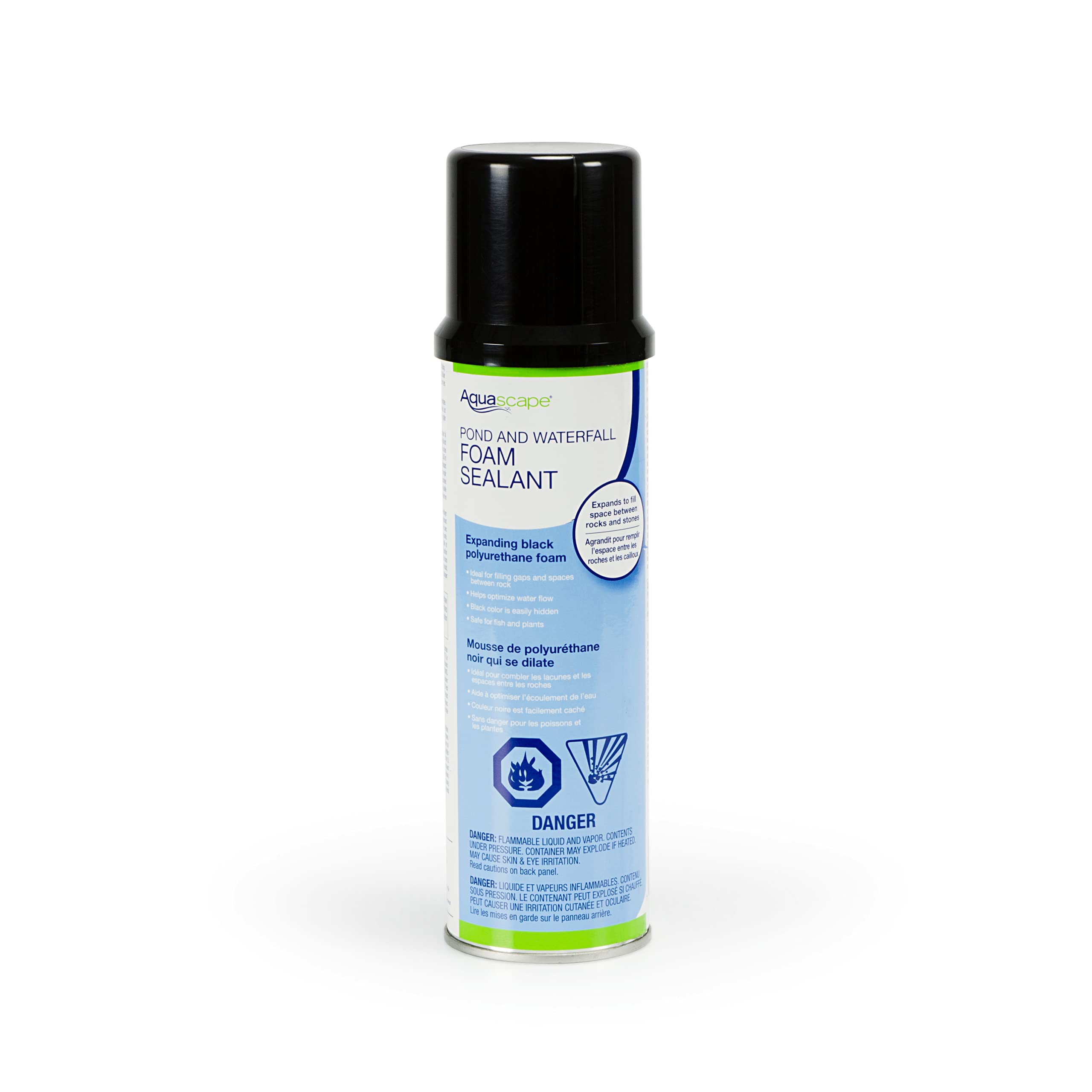 Aquascape pond and waterfall foam sealant bottle ready to seal rock gaps and improve flow.