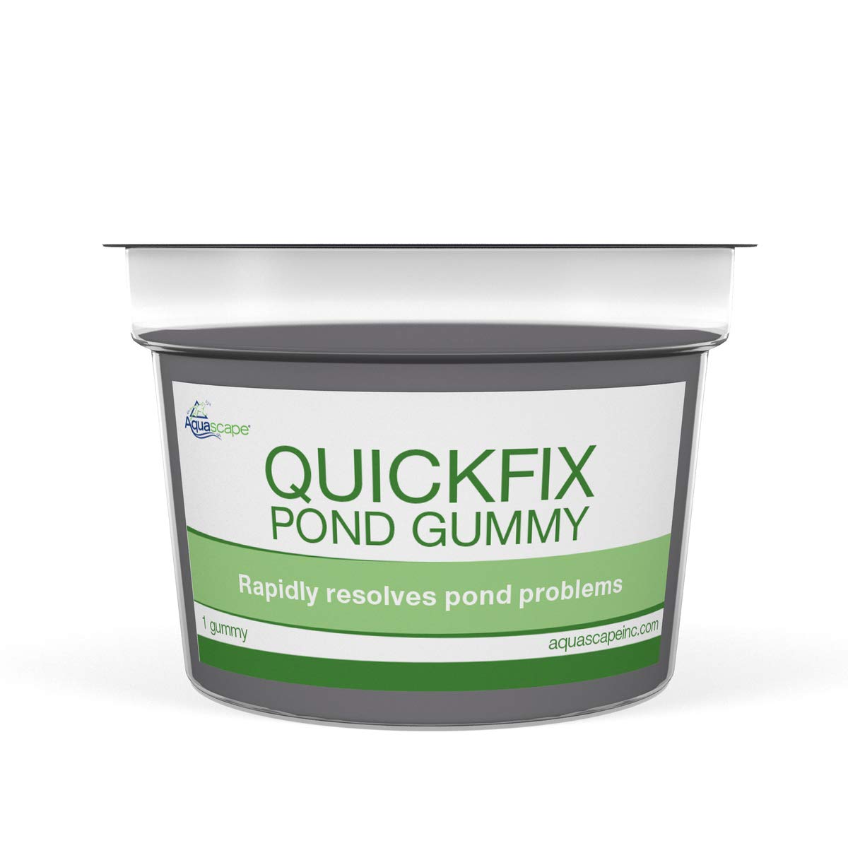 Aquascape QuickFix pond gummy coverage shows gradual treatment for clearer pond water.