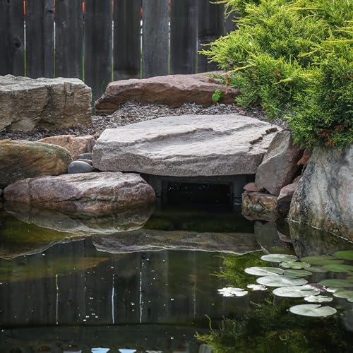 Aquascape Signature Series faux rock lid in-pond installation blends landscape.