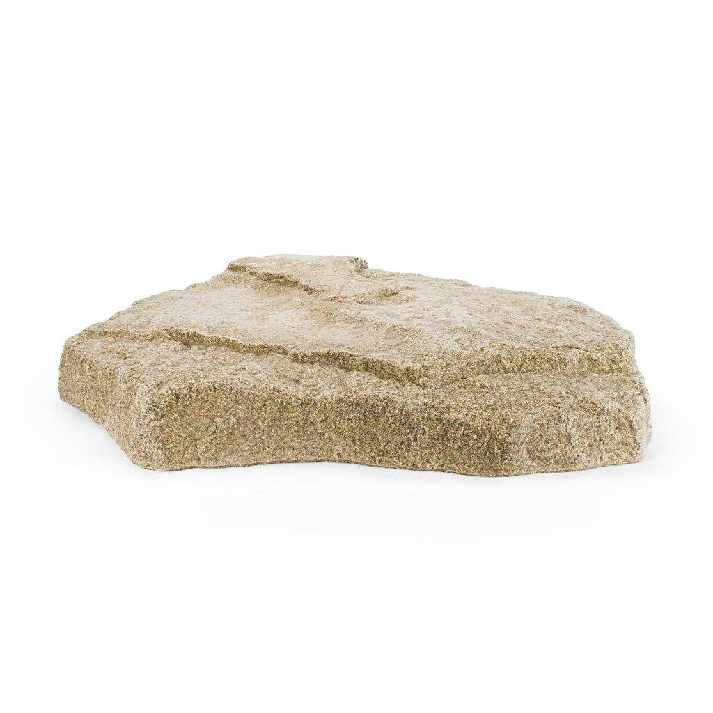 Aquascape Signature Series faux rock lid left view blending with pond design.