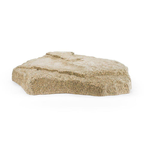 Aquascape Signature Series faux rock lid left view blending with pond design.
