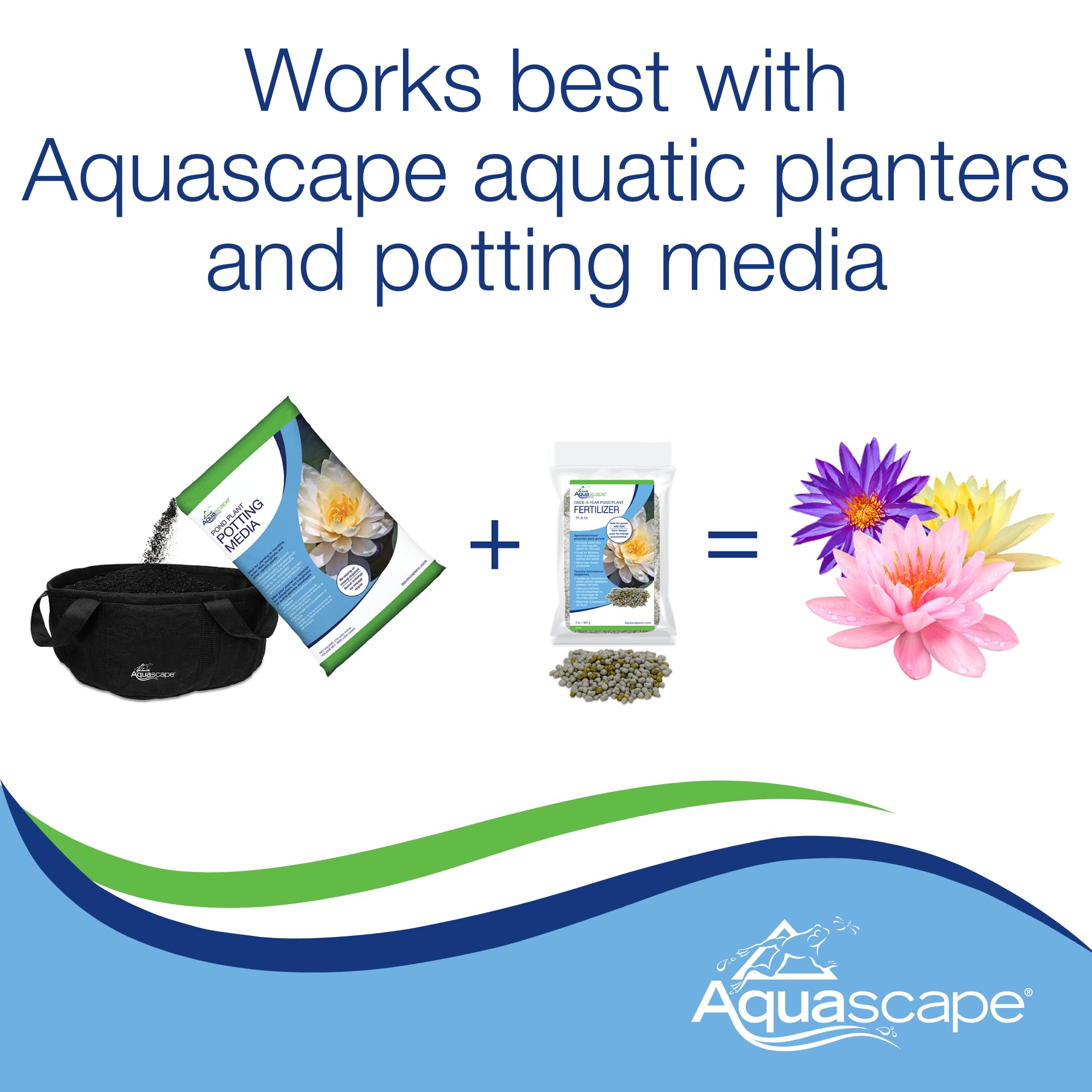 Aquascape six-pack packaging simplifies annual pond feeding for busy gardeners.