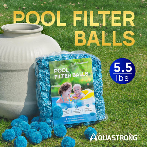 AQUASTRONG filter balls in-use inside pool filter demonstrating lightweight maintenance benefits.