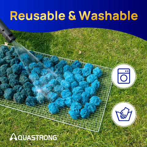 AQUASTRONG filter balls compact and lightweight for easy handling.