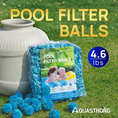 AQUASTRONG pool filter balls closeup showing micro-filtration capability.