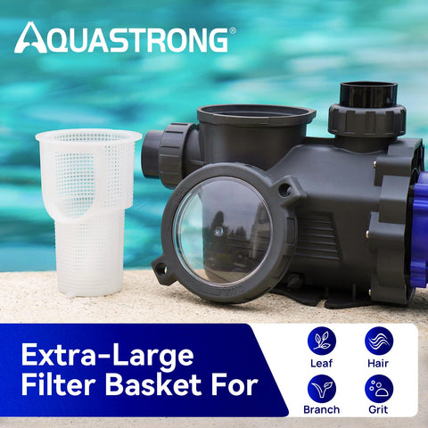 AquaStrong 2in inlet and 1-1/2in outlets image emphasizing high flow