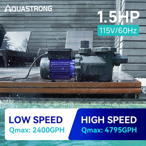 AQUASTRONG adapters for 1.5 and 2 inch fittings simplify pool setup.
