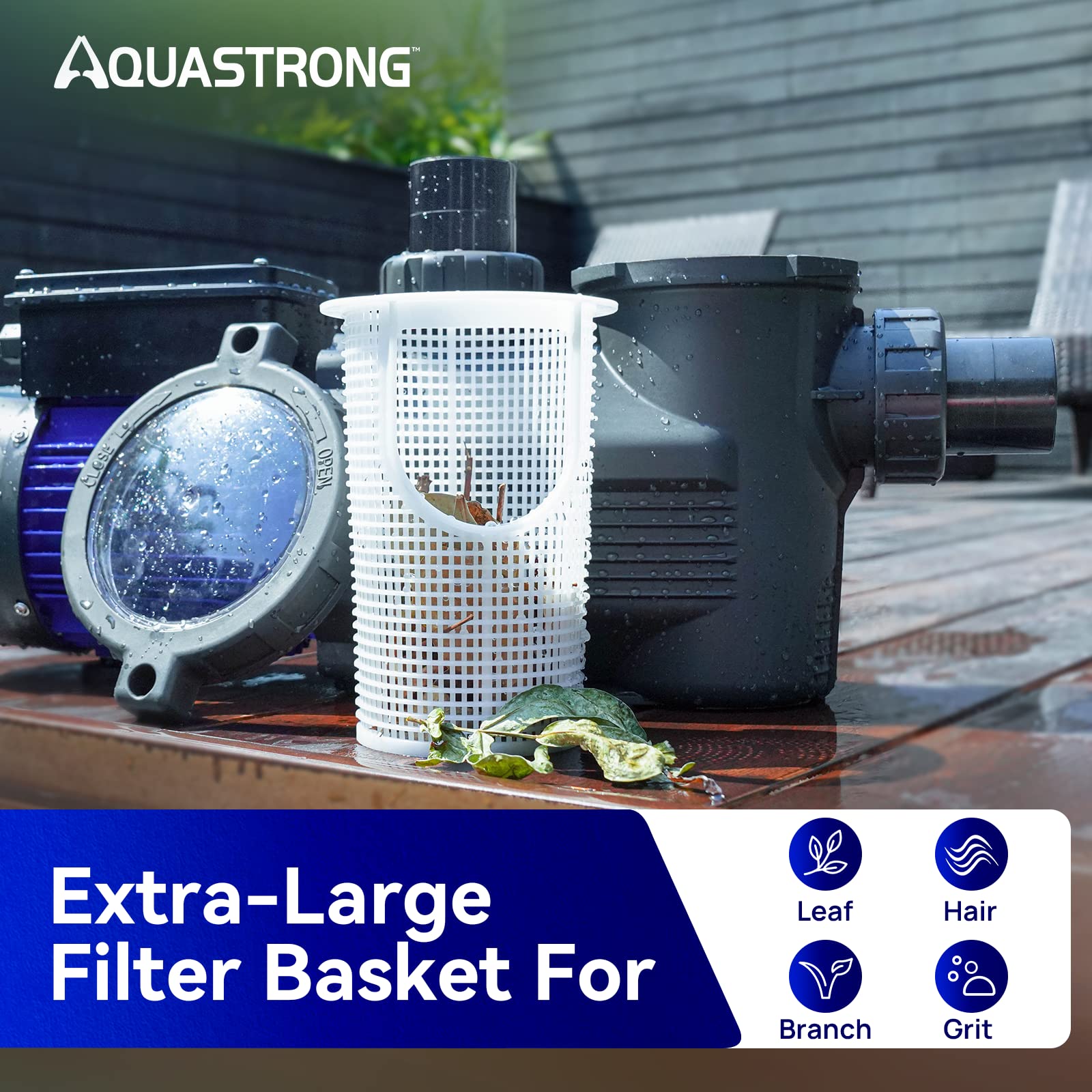 AQUASTRONG installation-ready motor for safe, easy setup.
