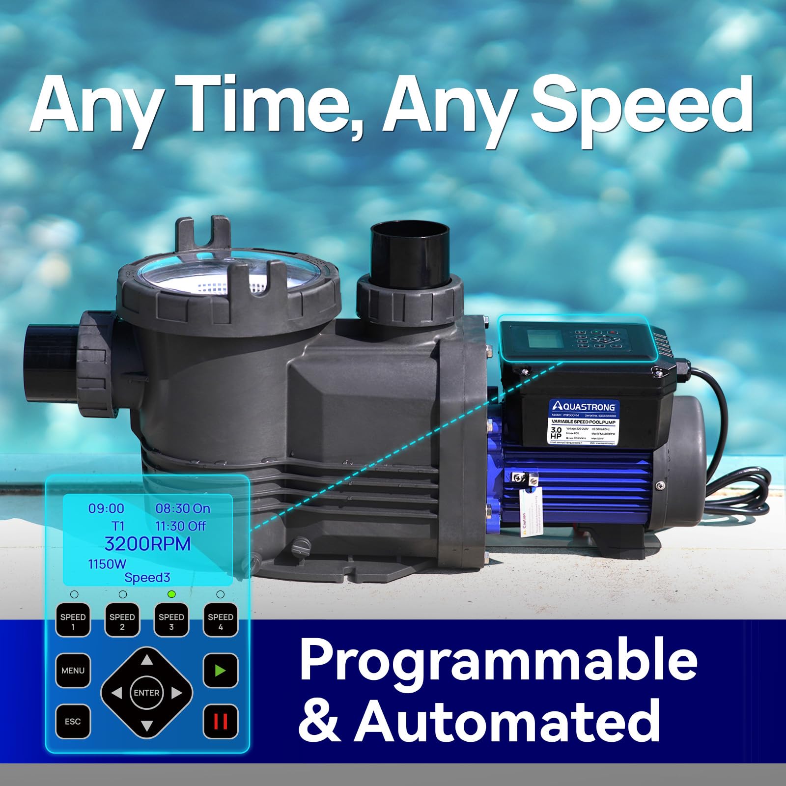 Aquastrong self-priming feature enabling quick setup.