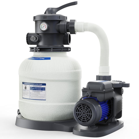 AQUASTRONG sand filter pump timer display shows programmable filtration for easy scheduling