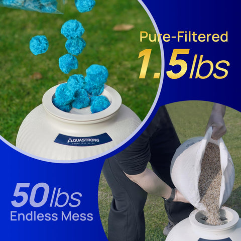 Universal compatibility with sand, cartridge, and DE filters using AQUASTRONG balls.
