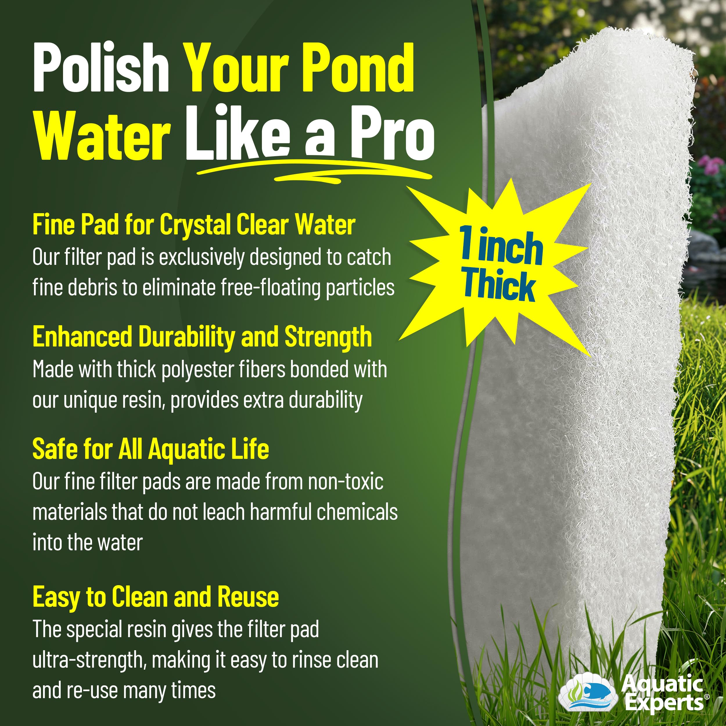 Aquatic Experts reusable filter pad with durability for outdoor ponds
