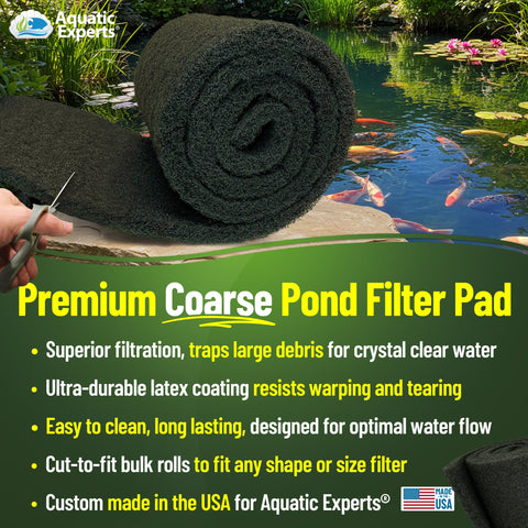 Aquatic Experts coarse filter pad in-pond flow traps waste and decaying matter.