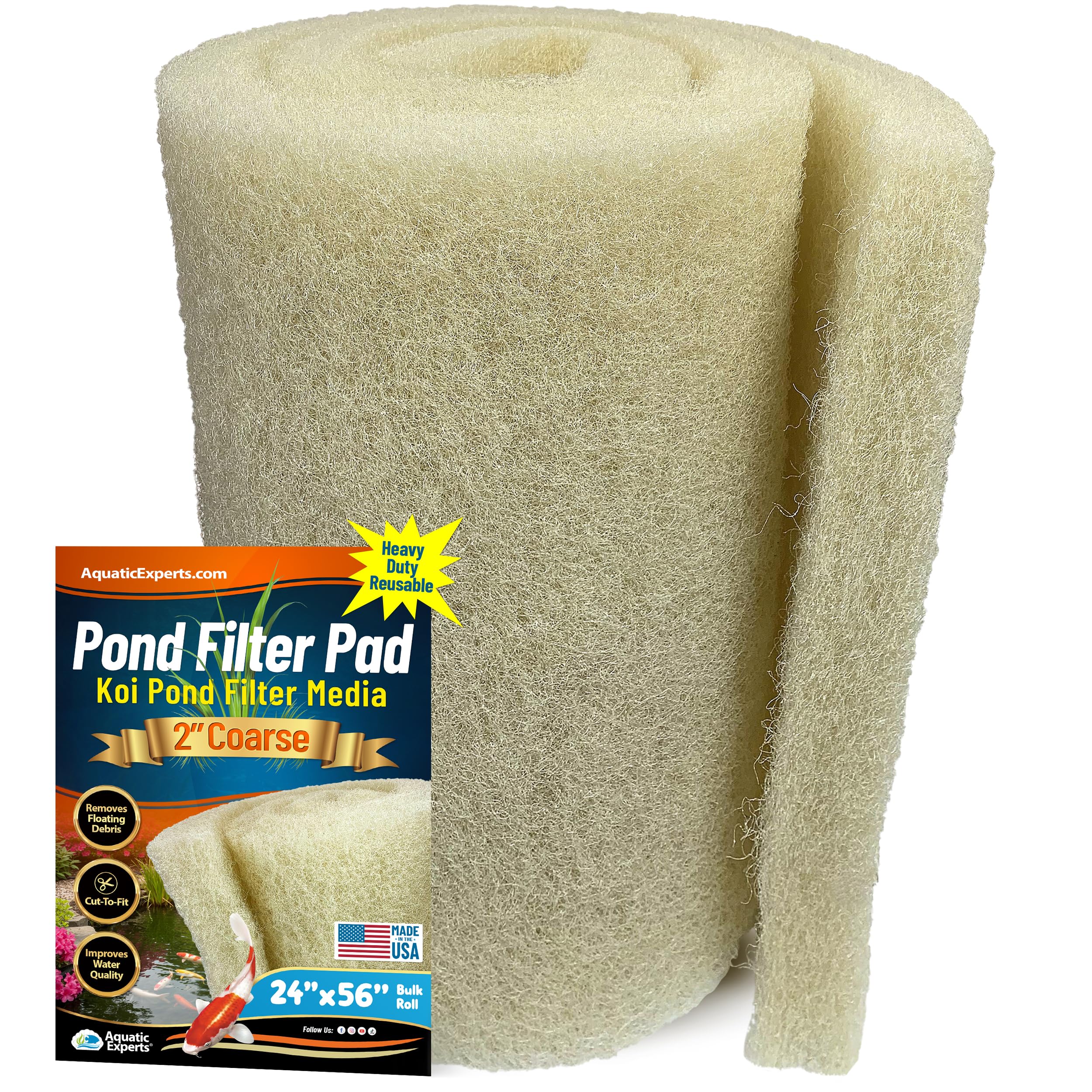 Aquatic Experts Cream Coarse Pond Filter Pad 2in thick for robust filtration.