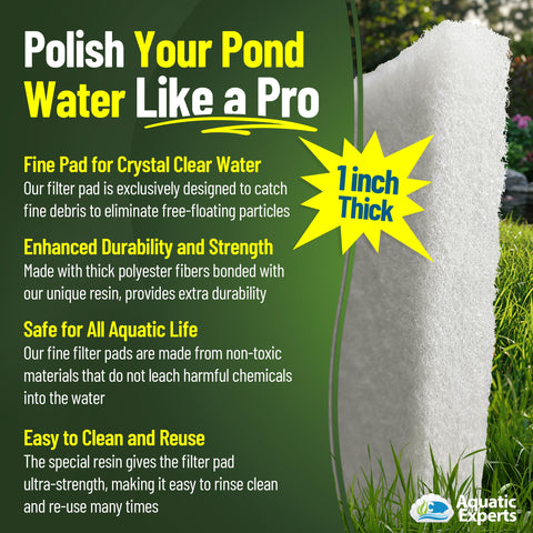 Aquatic Experts white filter pad traps waste and decaying matter to support water quality