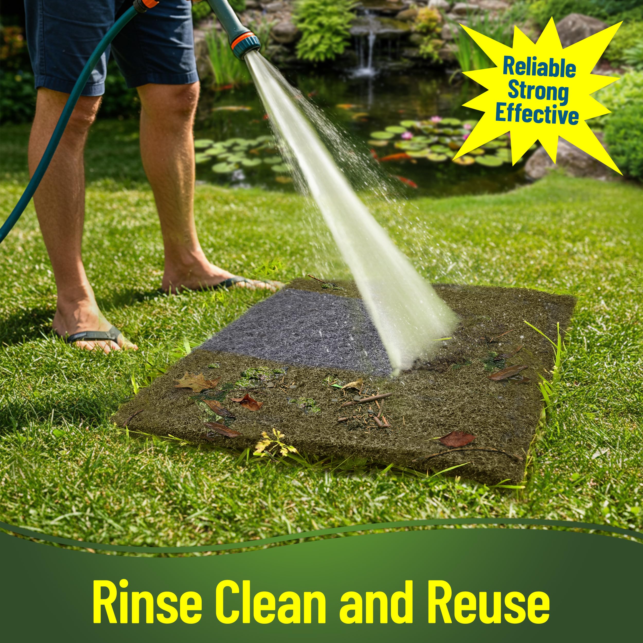 Aquatic Experts koi pond filtration pad traps uneaten food and debris.