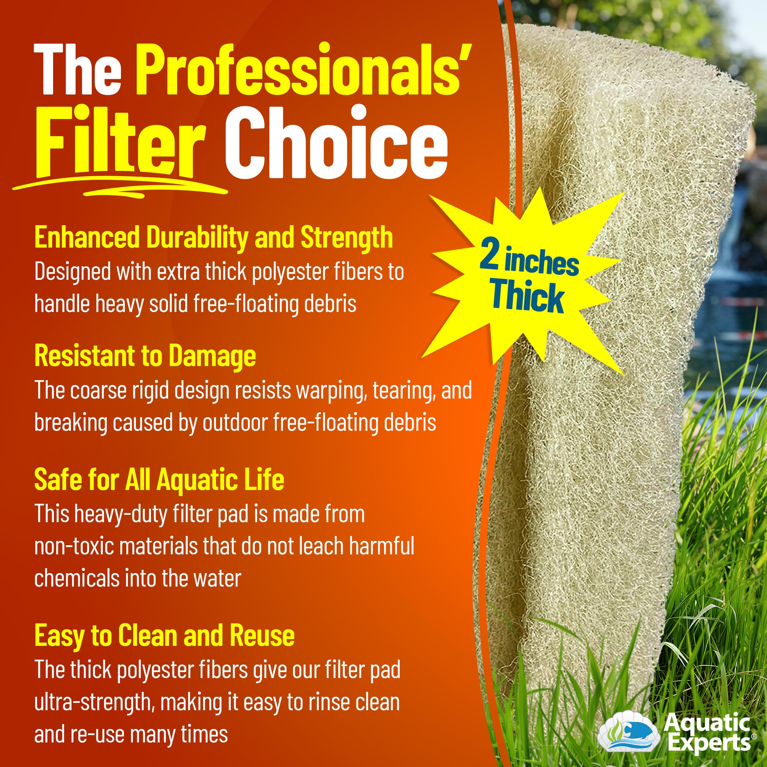 Aquatic Experts koi pond filter pad 2in used in pond.