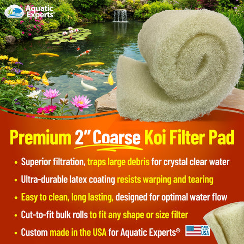 Aquatic Experts pond filter pad bulk roll ready for koi pond setups.