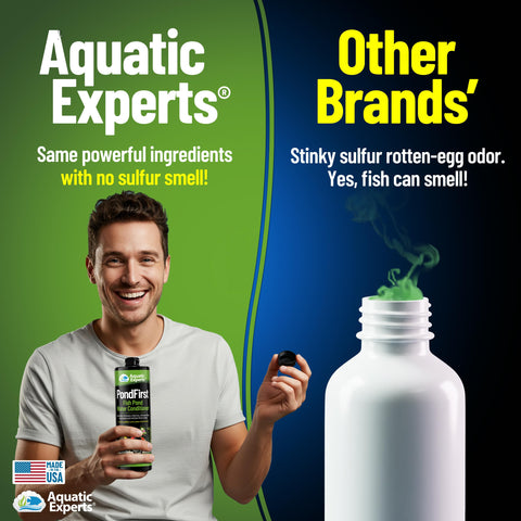 Aquatic Experts PondFirst dosing guide demonstrates easy use for pond maintenance.