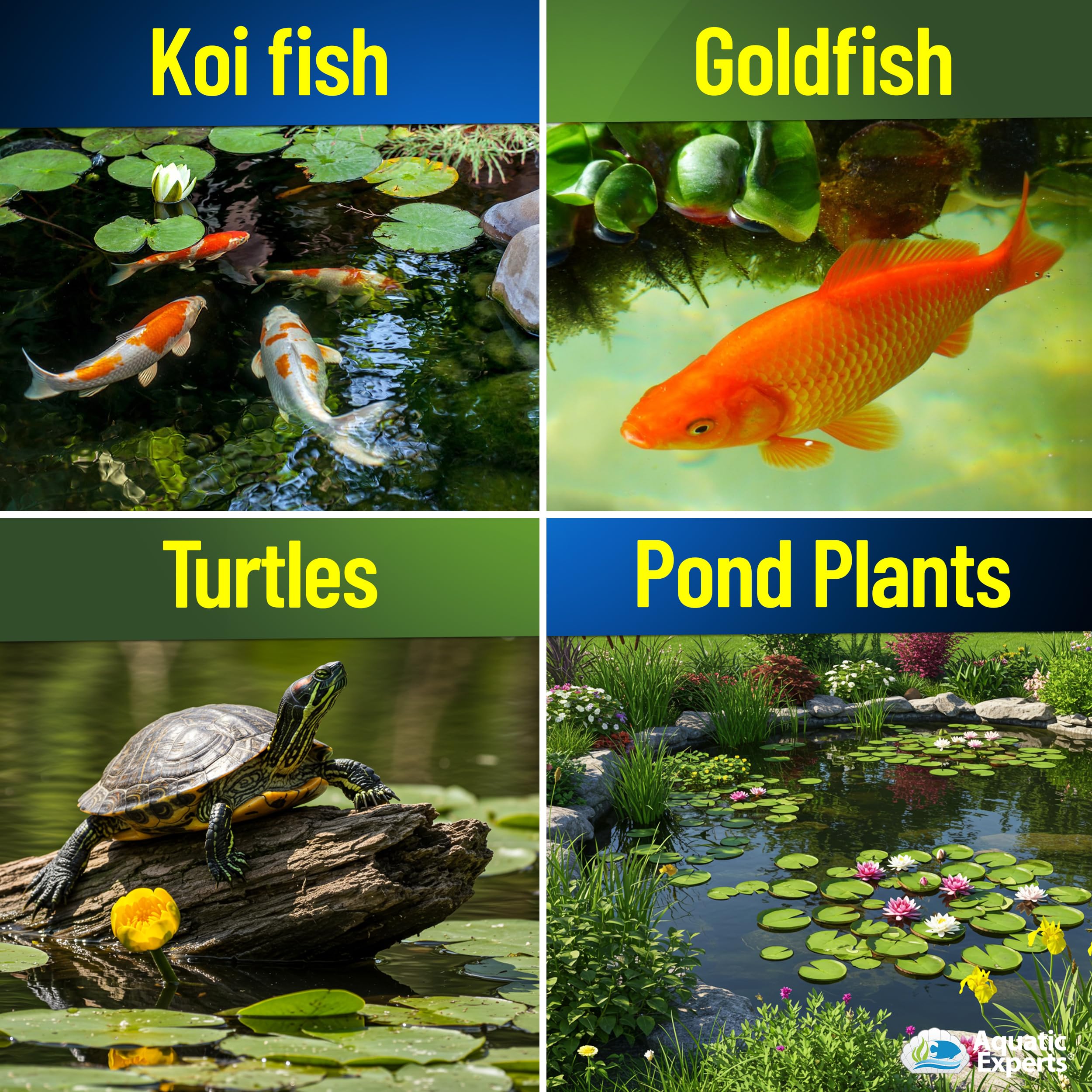 Aquatic Experts PondFirst USA-made label highlights quality and origin.