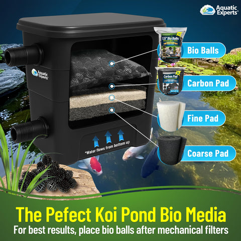 Aquatic Experts USA-made bio balls provide reliable pond filtration.