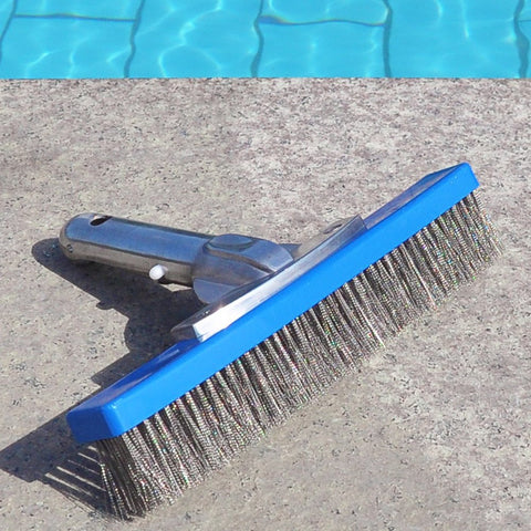 Aquatix Pro concrete pool brush cleans durable concrete surfaces.