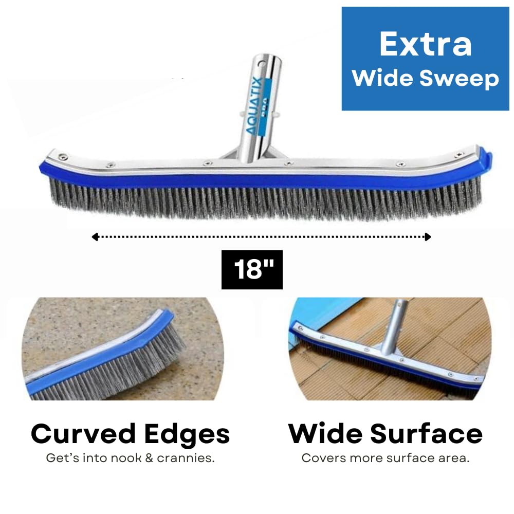 Aquatix Pro curved ends reach corners for a complete pool clean.
