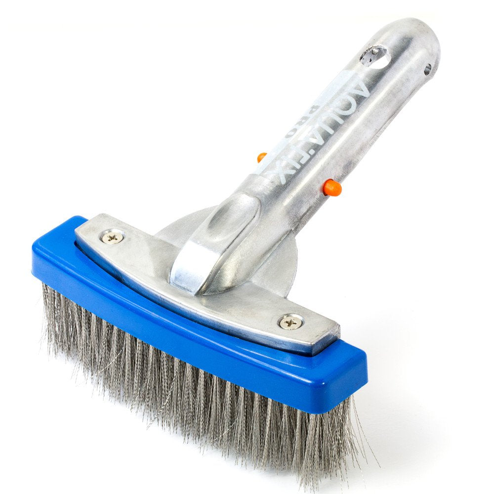 Aquatix Pro heavy-duty 5in pool brush with stainless steel bristles for tough stains