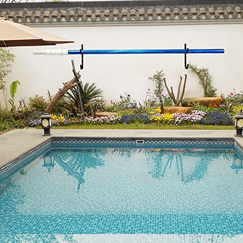 Aquatix Pro pool pole hanger holding a pole and skimmer neatly.