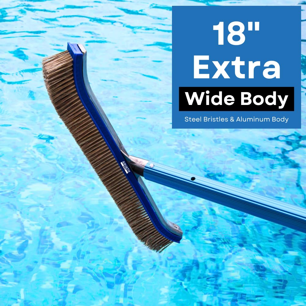 Aquatix Pro stainless-steel bristles tackle tough stains on concrete surfaces.
