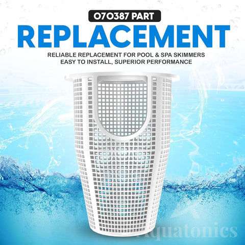 Aquatonics 070387 pump basket side view highlights reinforced material for lasting performance.
