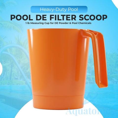 Aquatonics DE scoop handle closeup showing EZ grip for comfortable use.
