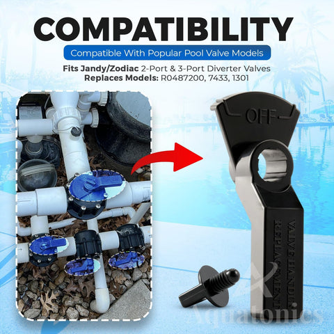 Aquatonics valve handle installation-ready for easy DIY upgrade.