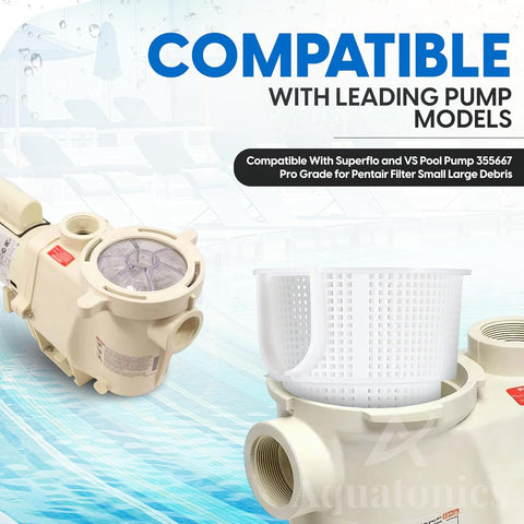 Aquatonics replacement basket 355667, debris-filtering focus, traps leaves before they reach the pump.