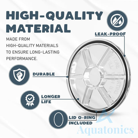 Aquatonics pump lid with O-ring included for proper sealing.
