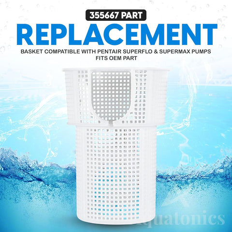 Aquatonics replacement basket 355667, side view, supports reliable pump performance in harsh pool conditions.