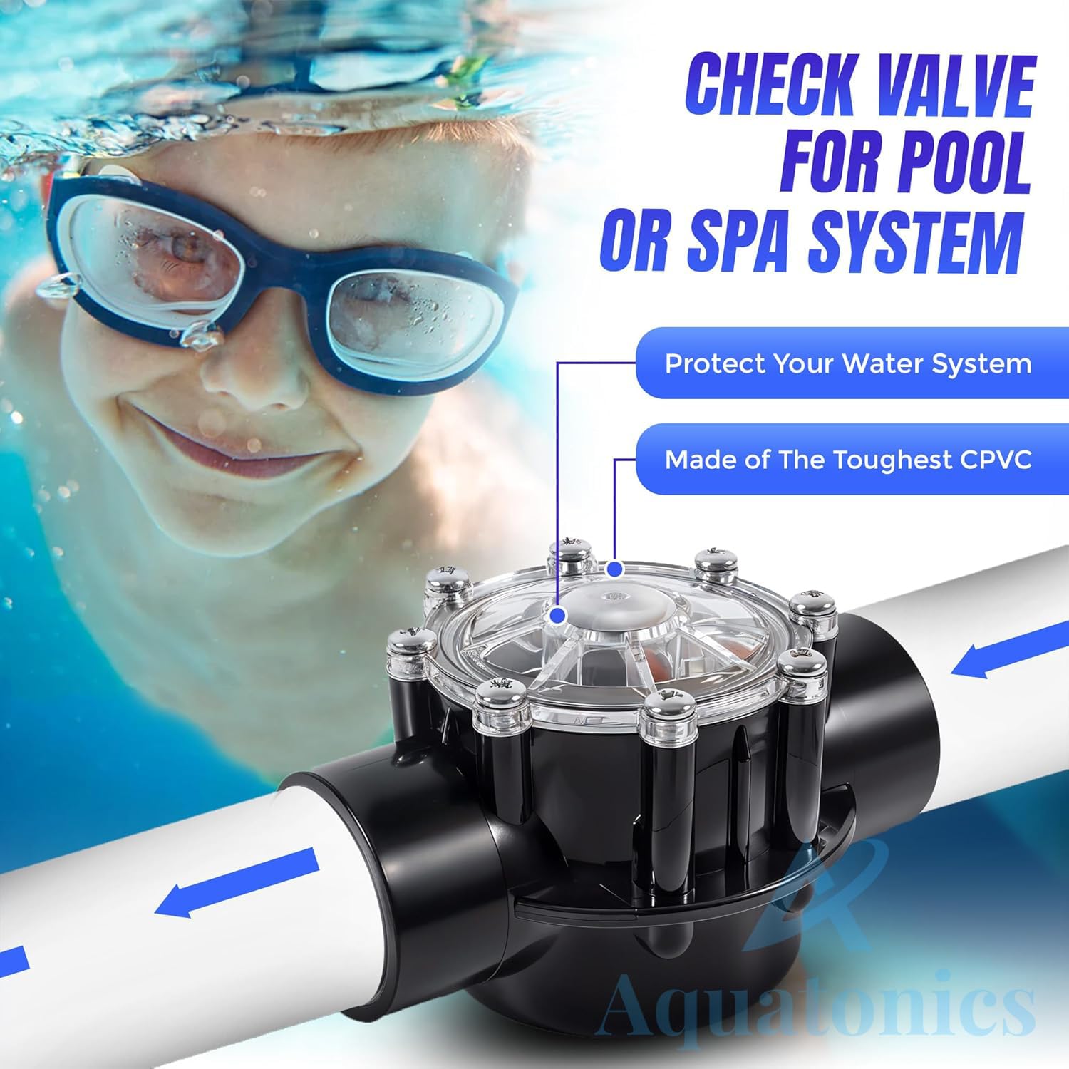 Aquatonics stainless steel spring provides stronger tension and reliability.