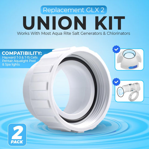 Aquatonics two unions nuts and o-rings for reliable leak-free connections in chlorine systems