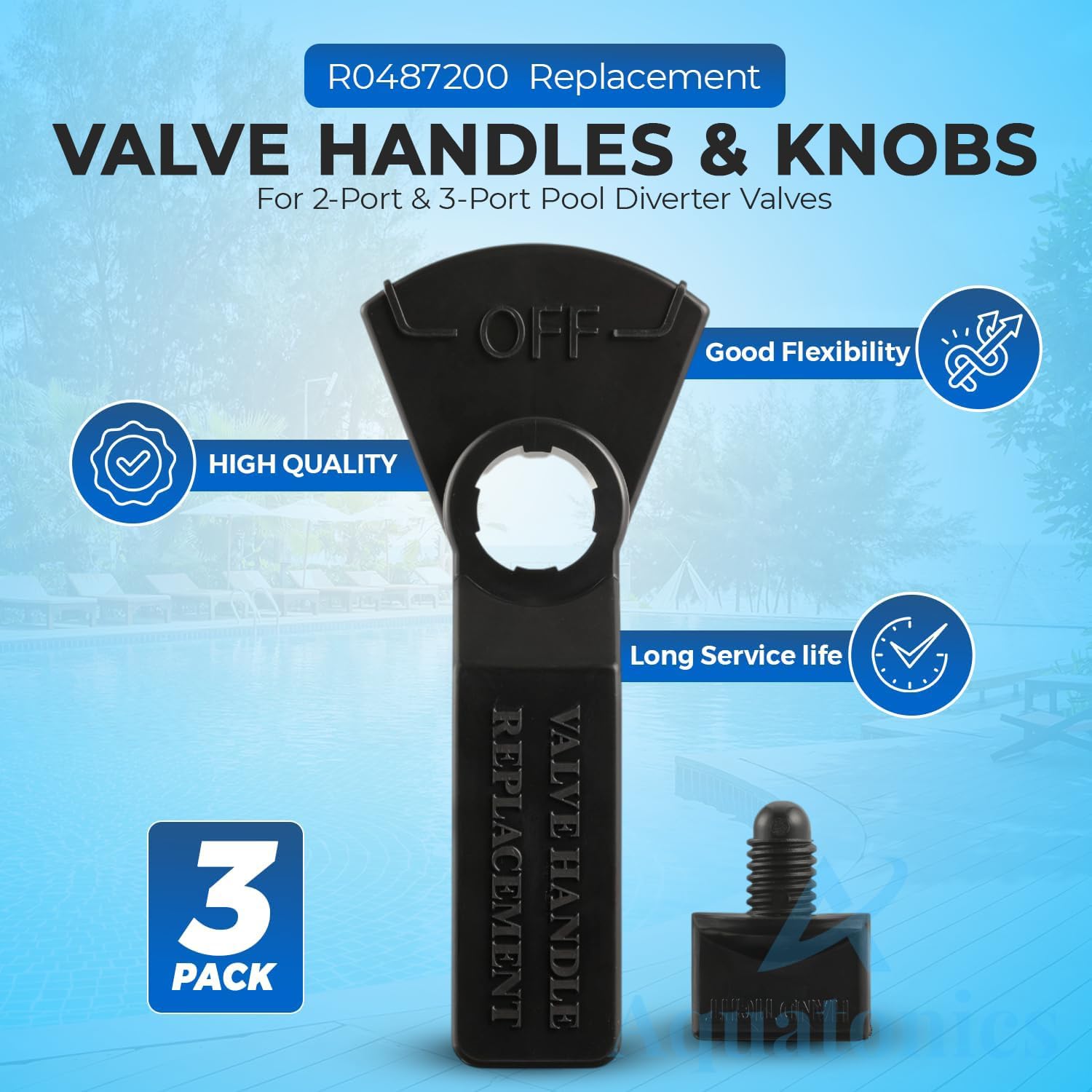 Aquatonics 3-pack knob set provides ready replacements for diverter valves.