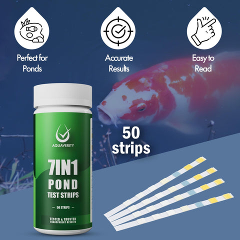 AQUAVERITY pond test strip color chart provides easy-to-read readings for garden ponds.