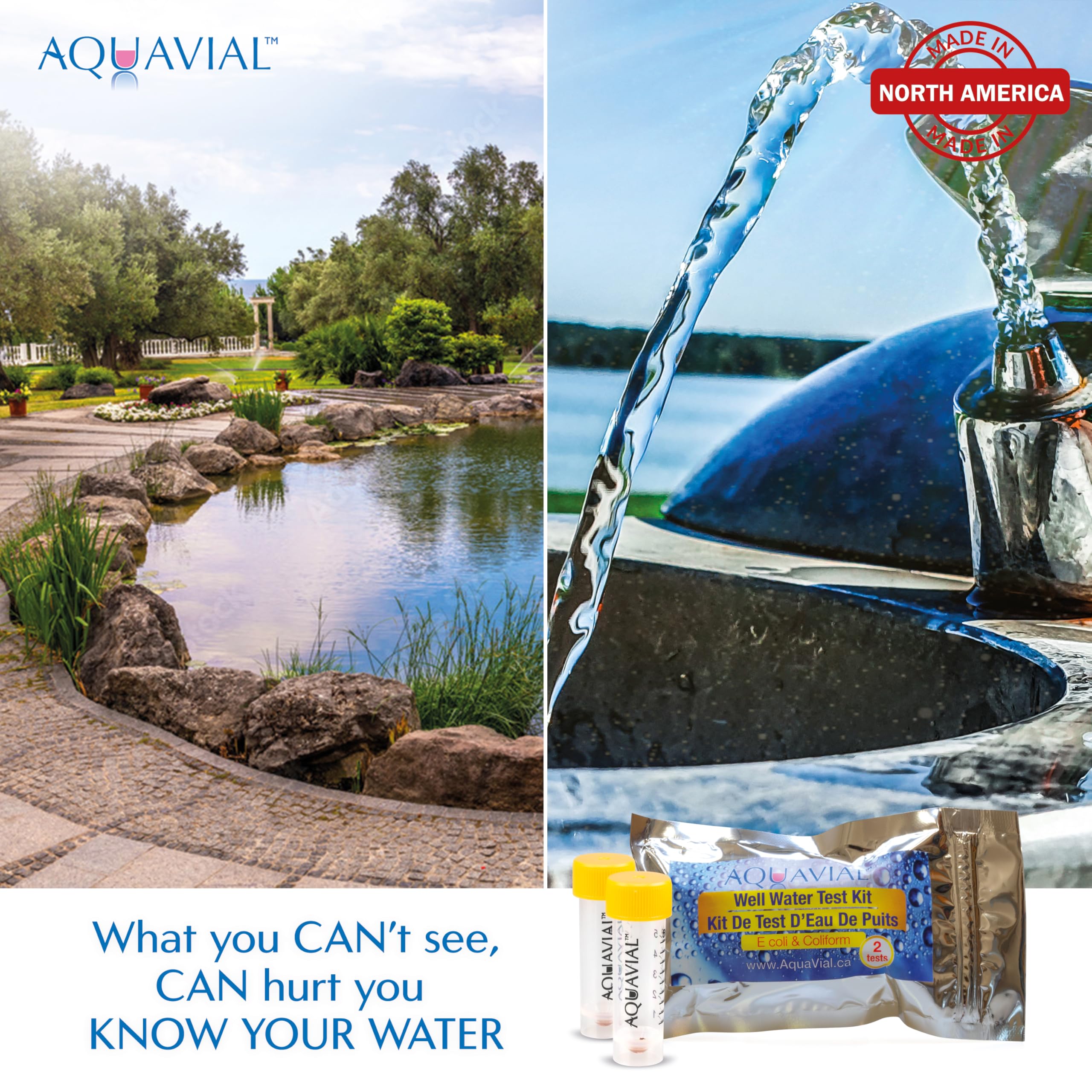 A AquaVial ecoli and coliform tubes show color changes for quick assessment.