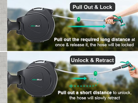 AQUAZILLA auto-lock system keeps the hose steady during use.